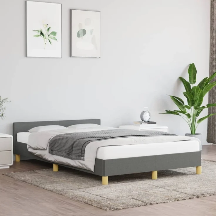 vidaXL Bettgestell ohne Matratze Dunkelgrau 120x190 cm Stoff 379535 – Bild 2