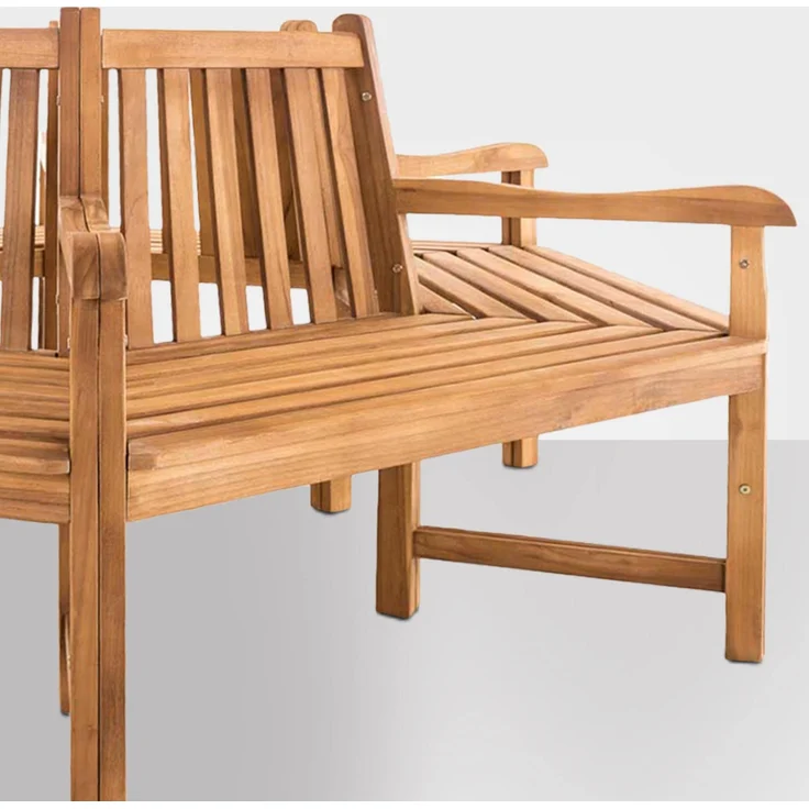 Baumbank NEBEL - Holz Teak 200x200x90 cm | Kreisrunde Sitzbank Mit Lehne Baumbank Gartenbank Für Baum – Bild 5