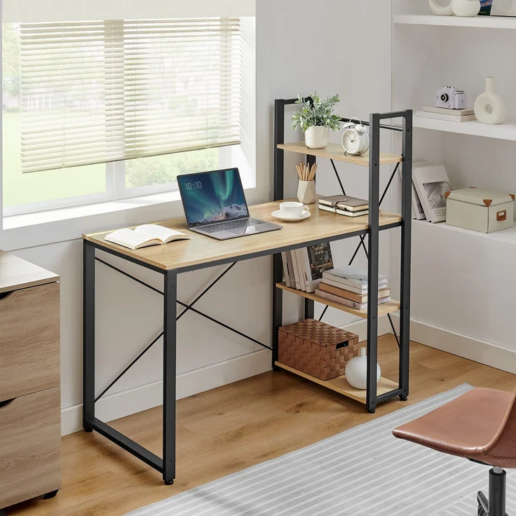Valora Computertisch - Sonoma-Eiche mit 3 Ablagen, 120 cm – Bild 1