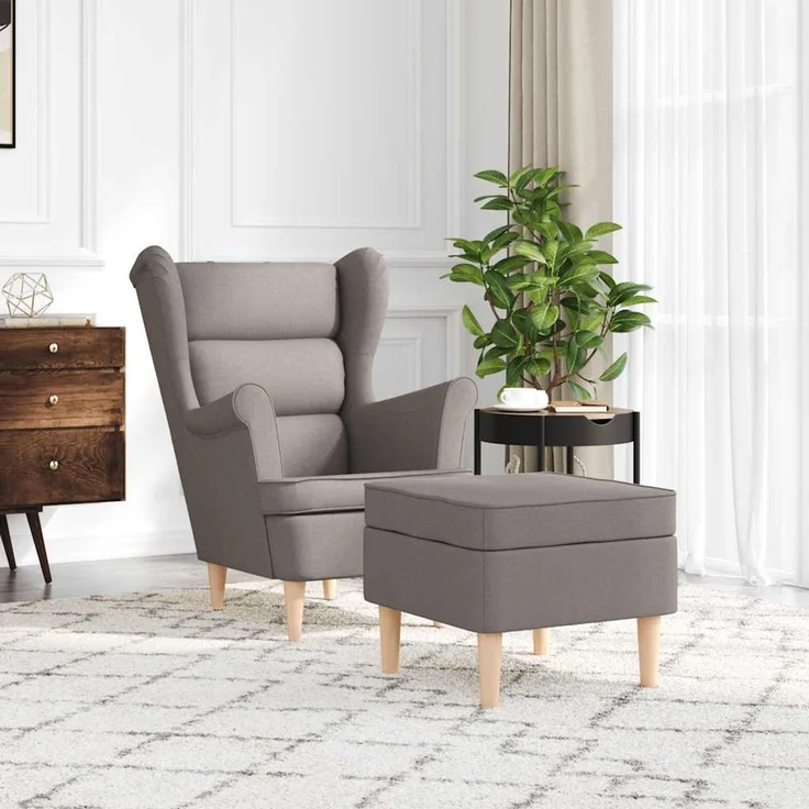 vidaXL Sessel mit Fußhocker Taupe Stoff 3307995 – Bild 3