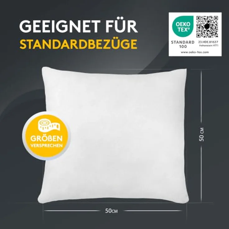 LILENO HOME Kissenfüllung 50x50 cm, Pralle Füllung für Couch- und Dekokissen, Wolkenweich, Made in Germany, Oeko-Tex Klasse 1 – Bild 5