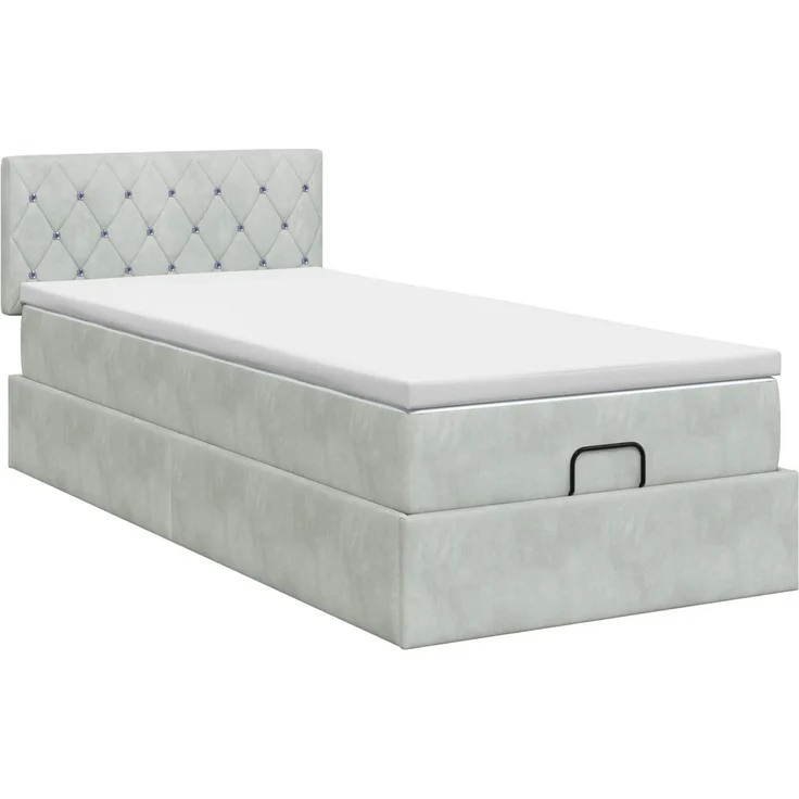 vidaXL Ottoman Bett mit Matratze Hellgrau 100 x 200 cm Samt 3456465 – Bild 8