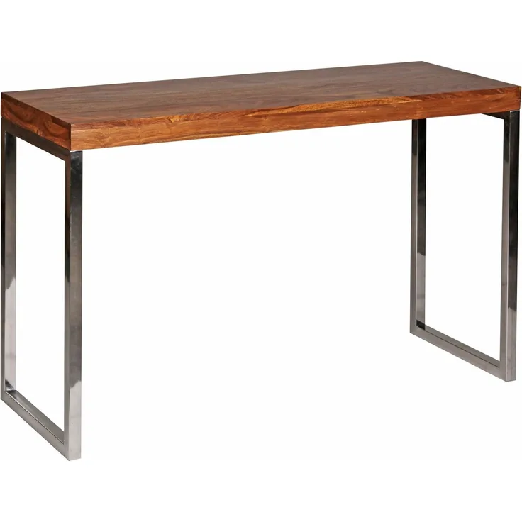 Wohnling Sheesham Konsolentisch mit Metallbeinen, Massivholz, 120x45 cm