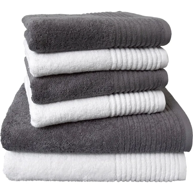 Dyckhoff Handtuch Set Brillant, Walkfrottee (Set, 6-St), mit Streifenbordüre,4 Handtücher (50x100cm), 2 Duschtücher (70x140cm)