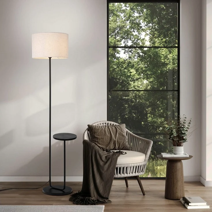 näve Stehlampe Tordis, ohne Leuchtmittel, mit integriertem Tisch, Zuleitung 230cm schwarz, exkl. 1 x E27 – Bild 1