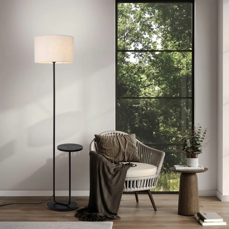 näve Stehlampe Tordis, ohne Leuchtmittel, mit integriertem Tisch, Zuleitung 230cm schwarz, exkl. 1 x E27