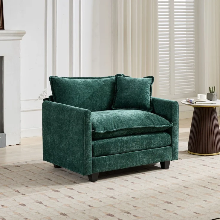 ZUBALIYA Sofa mit LED - Beleuchtung, mit Chenille - Bezug, mit Cordbezug, modular aufgebaut, aus Chenille, für Wohnzimmer und Apartments – Bild 1