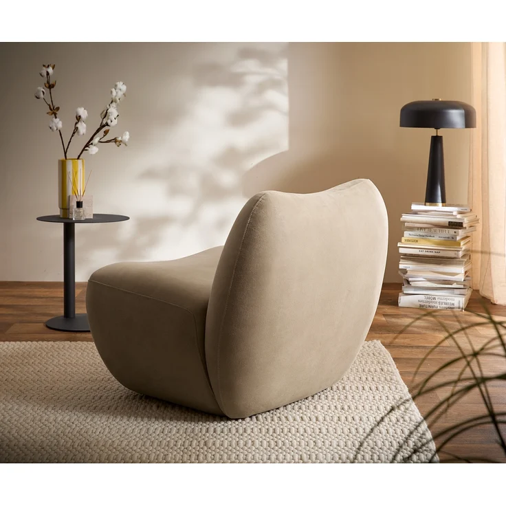 Loungesessel Zena 75x85 cm Mikrofaser Beige Vintage – Bild 5