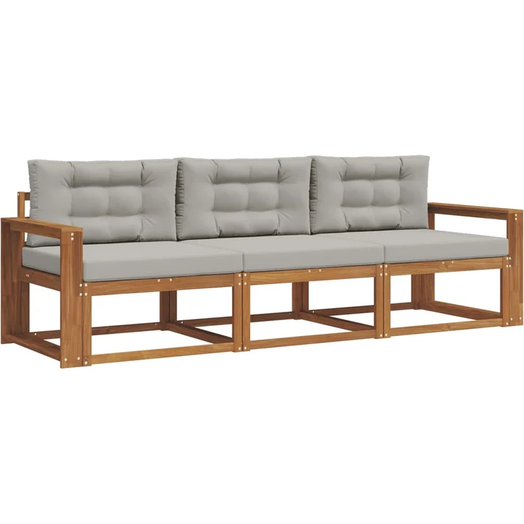 vidaXL Outdoor-Sofagarnitur 3 stk. 3-Sitzer Natur und Hellgrau 3367129 – Bild 2