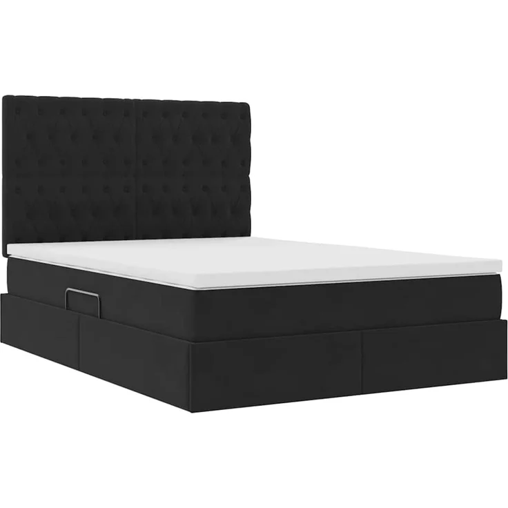 vidaXL Aufbewahrungsbett mit Matratze Schwarz 140 x 200 cm Samt 3372095 – Bild 5