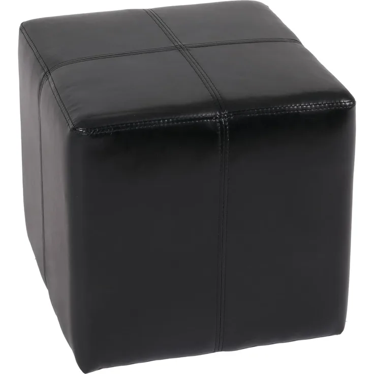 Sitzwürfel Hocker Sitzhocker Onex, Leder + Kunstleder, 36x36x36cm MVG-zertifiziert ~ schwarz