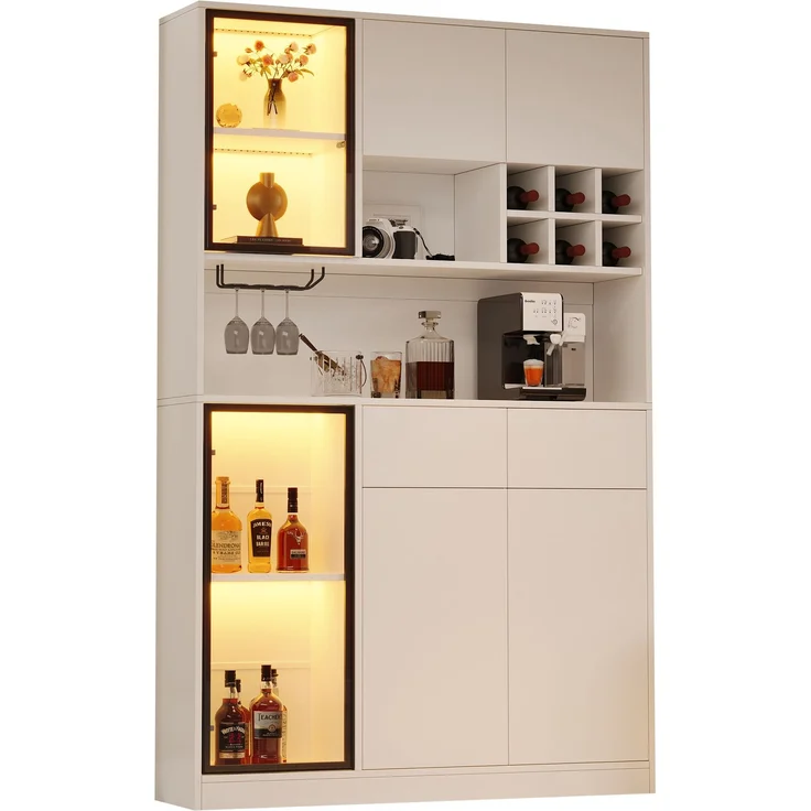 ZUBALIYA Schrank 120x33 cm mit LED-Beleuchtung mit Schubladen in Weiß, ideale Lösung für kleine Räume, robuste Verarbeitung, langlebige Materialien, einfache Selbstmontage – Bild 9