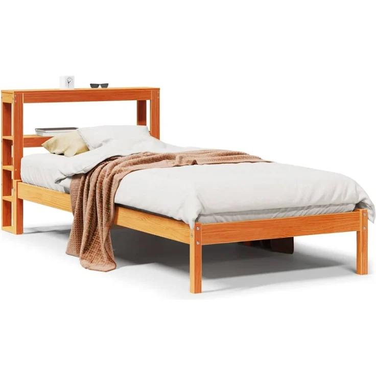 Einzelbettgestell Design für Erwachsene mit Kopfteil ohne Matratze Wachsbraun 100x200 cm d3106e – Bild 1