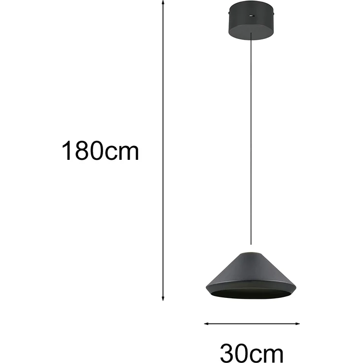 LED Pendelleuchte LAGUNA 1-flammig, höhenverstellbar, Schwarz Ø 30cm – Bild 4