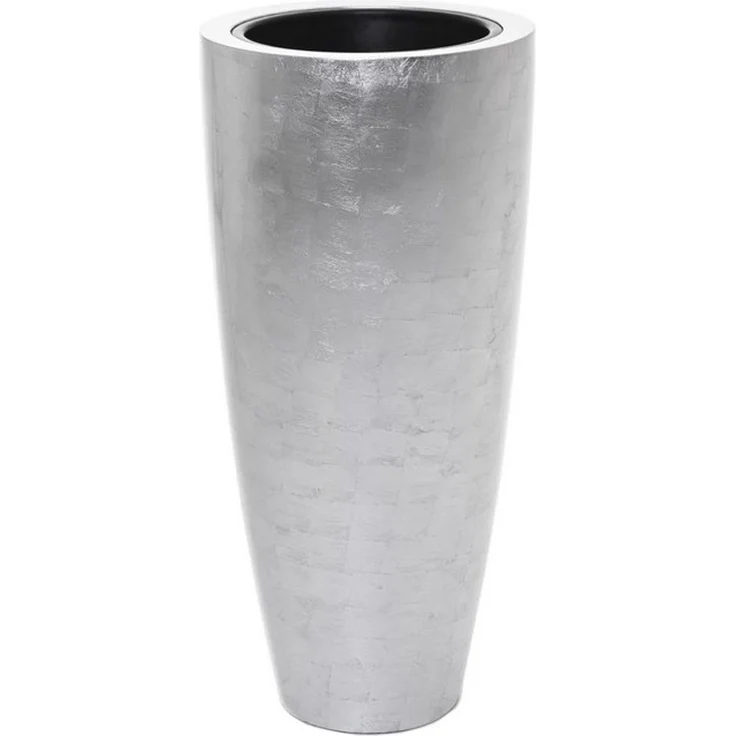 VIVANNO Bodenvase Exklusiver Pflanzkübel Fiberglas "City", Silber Hochglanz - 37x80 cm – Bild 4