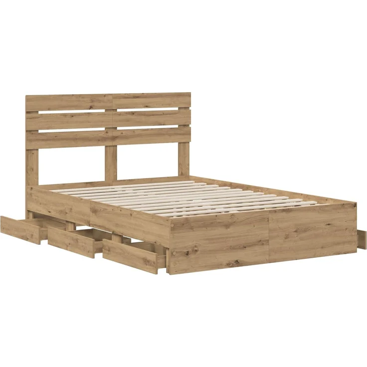 vidaXL Bed Frame with Storage and Headboard Artisan Oak 120 x 200 cm 3445805 – Bild 4