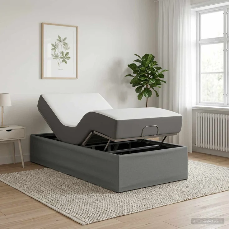 vidaXL Elektrisch verstellbares Bettgestell Dunkelgrau 42037289 – Bild 1