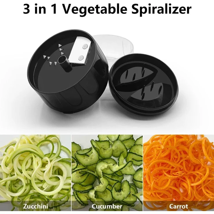 FELIXLEO Gemüsehobel 3-in-1 Gemüsespiralschneider, verstellbar, für Zucchini, Karotten – Bild 4