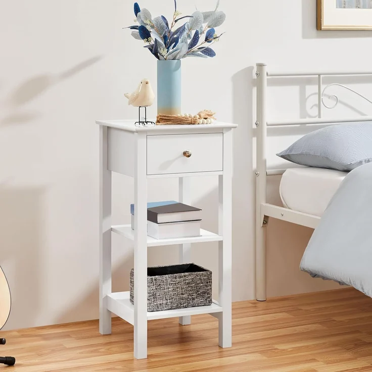 Yaheetech Nachttisch Nachtschrank mit Schublade Boxspringbett Nachtkommode Schmal Beistelltisch Sofatisch Telefontisch für Wohnzimmer/Schlafzimmer, 35 x 35 x 70 cm – Bild 2