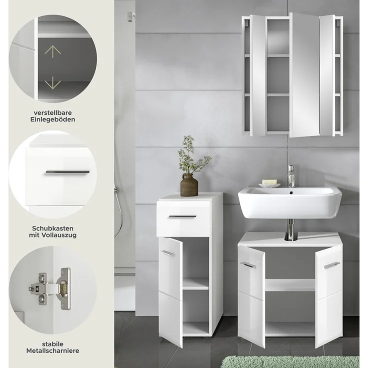Badezimmerset Ice VIII - Weiß / Weiß Hochglanz – Bild 8
