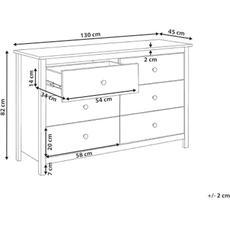 Kommode mit 6 Schubladen BARCALDINE Kiefernholz Burgunderrot – Bild 3