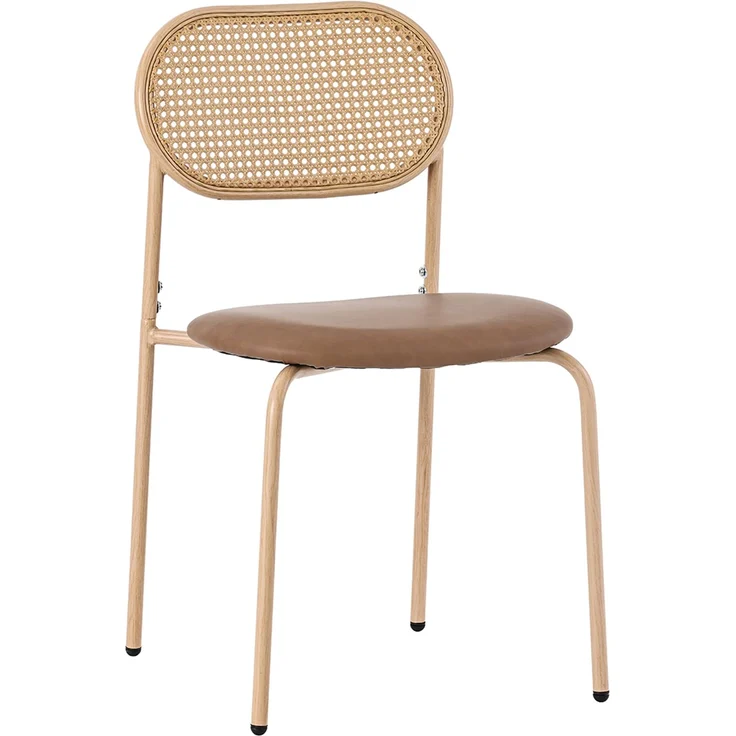 Merax Esszimmerstuhl, (6er set) Freizeitstuhl mit vier Stützbeinen aus Metall, Rattan-Freizeitstuhl, Wohnzimmer- und Schlafzimmerstuhl, Braun – Bild 5