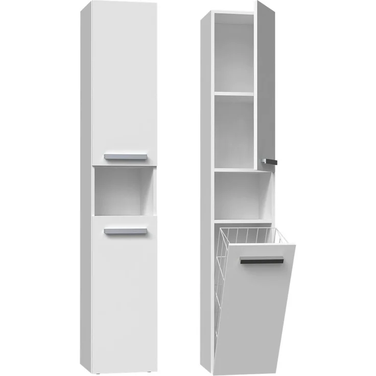 ibonto Hochschrank Badezimmerschrank mit Korb & flexibler Türöffnung - Platzsparend – Bild 2