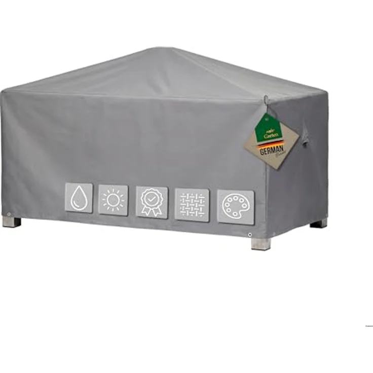Mehr Garten Abdeckung Gartentisch eckig 305x125x71 cm, grau, Oxford 600D, wasserdicht, UV-beständig und wetterfest, Schutzhülle für Gartenmöbel – Bild 1