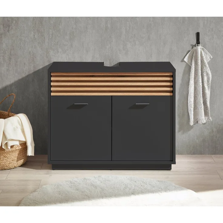 BASIC by Balculina Waschbeckenunterschrank Liguria B/H/T 80 x 64 x 40 cm (1-St) Breite 80cm, Unterflurauszug, FSC-Mix 70%