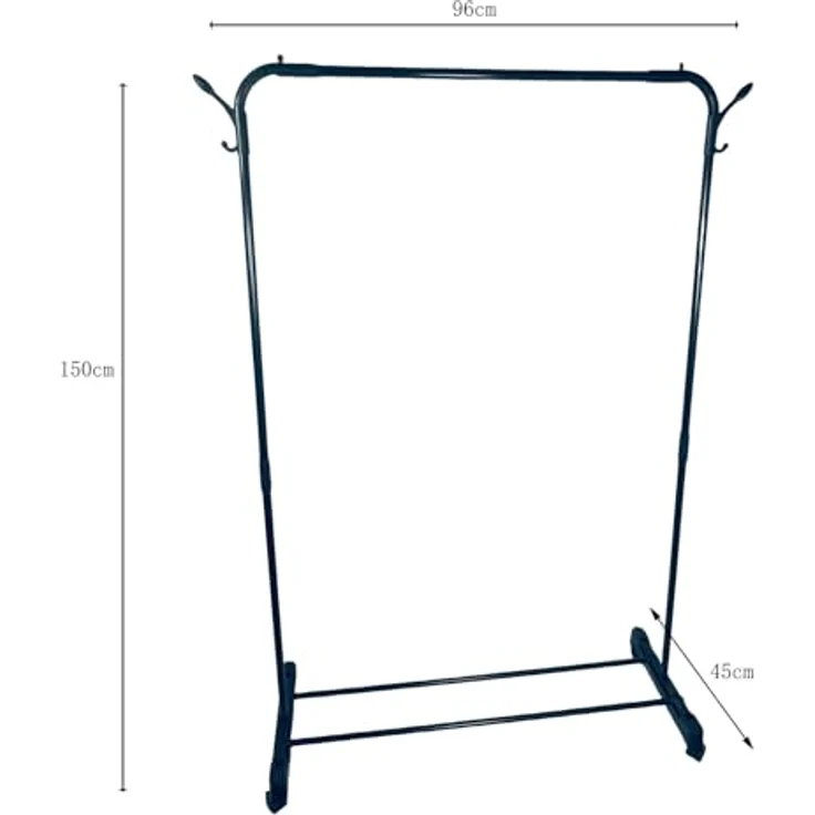 HTI living Kleiderständer mit Rollen, Rollgarderobe in Schwarz, 143 cm breiter Garderobenhalter und Kleiderstange für Schlafzimmer oder Flur – Bild 2