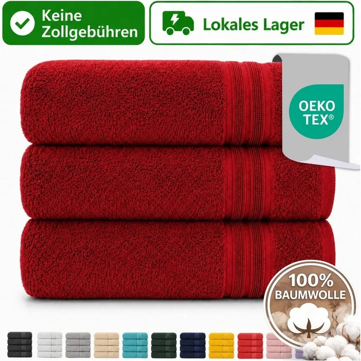 Komfortec Handtuch Set 3er Set 100% Baumwolle, weich & saugfähig, 470g/m², Frottee (3-St)