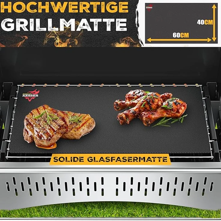 KESSER® Klappgrill, tragbarer Holzkohlegrill aus pulverbeschichtetem Stahl inkl. Grillrost, Grillmatte & Tragetasche, Schwarz, 38 x 50 x 34 cm – Bild 6