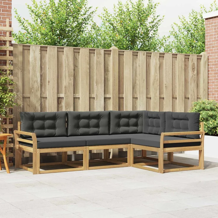vidaXL Outdoor-Sofagarnitur 4 stk. Weiß und Anthrazit 3386376 – Bild 1