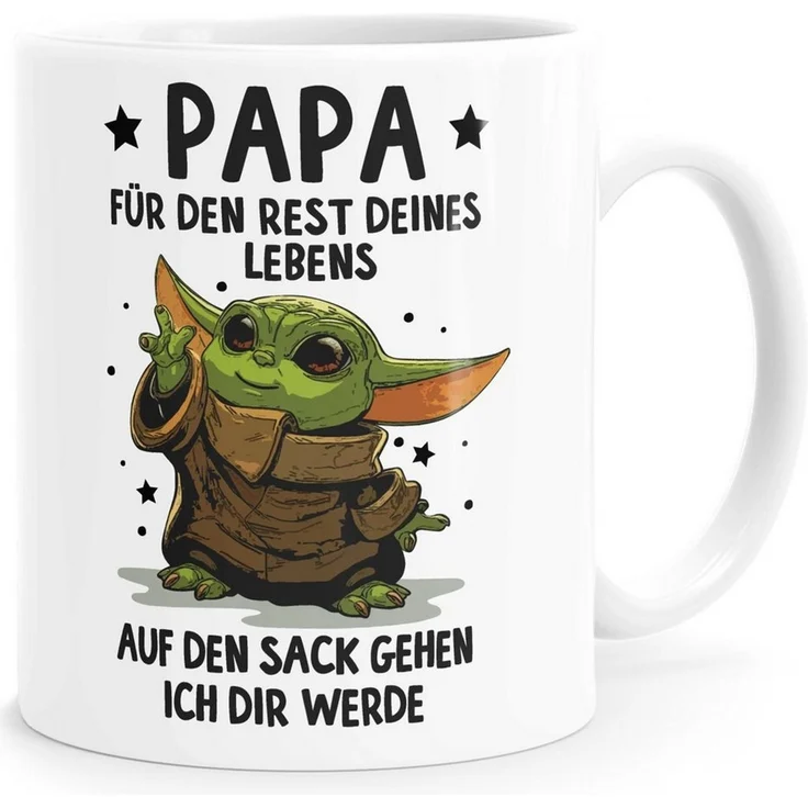 MoonWorks Tasse Kaffee-Tasse Papa Sprüche Geschenk Vatertag Lustig Motiv Baby-Yoda, Keramik