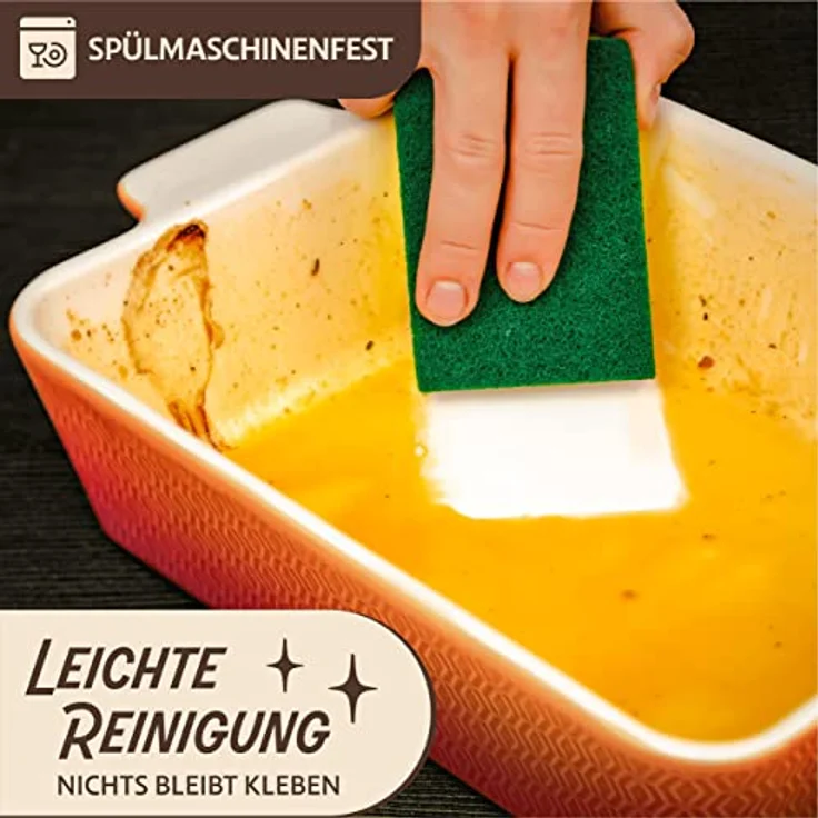 Praknu Auflaufform Auflaufform Groß aus Keramik - Extra Hoher Rand - Für Lasagne, – Für, Porzellan - Keramik, (1-St), Für 4 Personen Lasagne, Tiramisu & Auflauf - Hoher Rand - Rechteckig – Bild 7