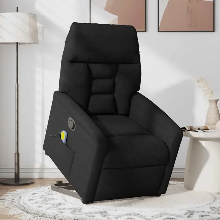 vidaXL Massagesessel mit Aufstehhilfe Schwarz Mikrofasergewebe 3303097