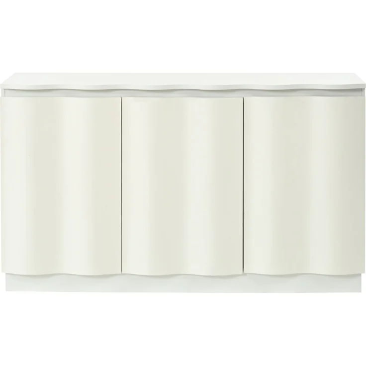 Sideboard 120 x 39,5 x 69,5 cm in Weiß mit 3 Türen, verstellbaren Einlegeböden und App-gesteuertem LED-Licht – Bild 10