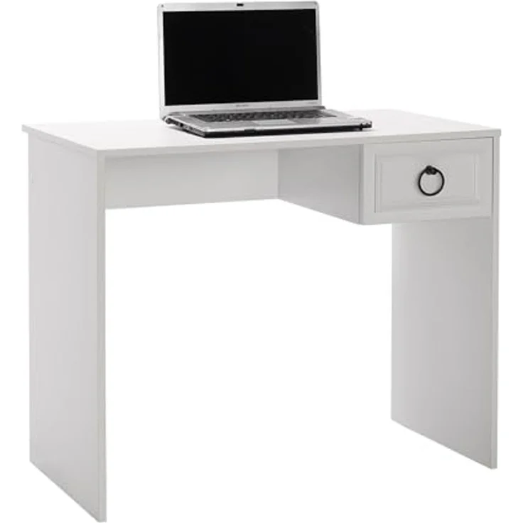 Modern Study Desk, White, 90 x 75 x 51 cm | 100% Melamine Coated Particle Board, 16 mm Thickness | Features Multiple Shelves & Drawer, Stylish & Functional – Bild 5