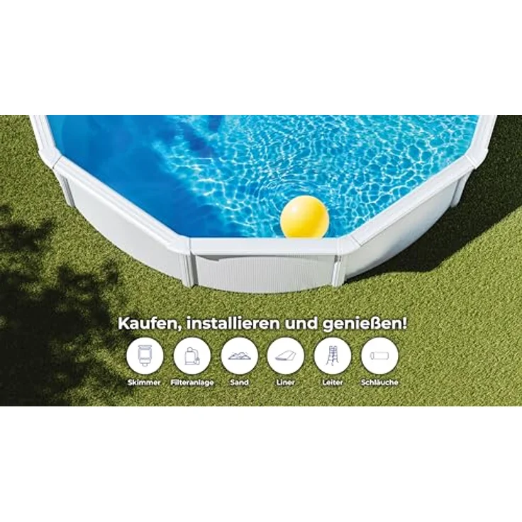GRE Stahlwandpool-Set 'Fidji' Ø 240 x 120 cm, inkl. Sandfilter 4 m³/h und Sicherheitsleiter, 4 Jahre Garantie – Bild 5