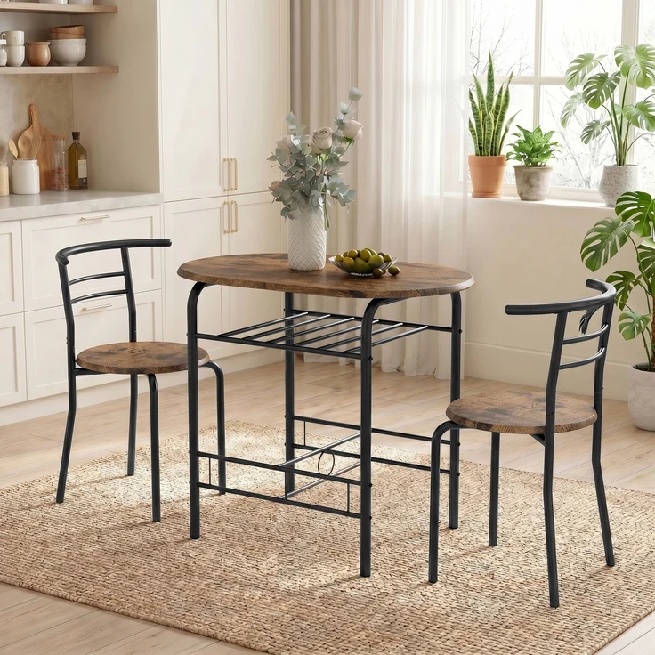 HOMCOM Essgruppe, MDF, Metall, Rustikal-Braun, 80L x 52B x 76H cm – Bild 7