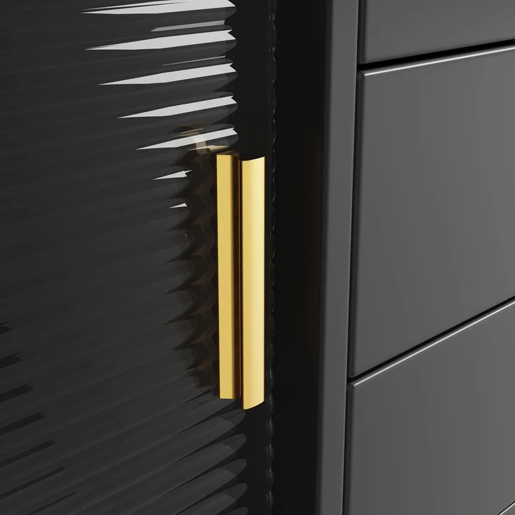 ZUBALIYA LED-Küchenschrank 145x39x171 cm, mit App-Steuerung, mit Stauraum, MDF/Glas, Schwarz – Bild 17