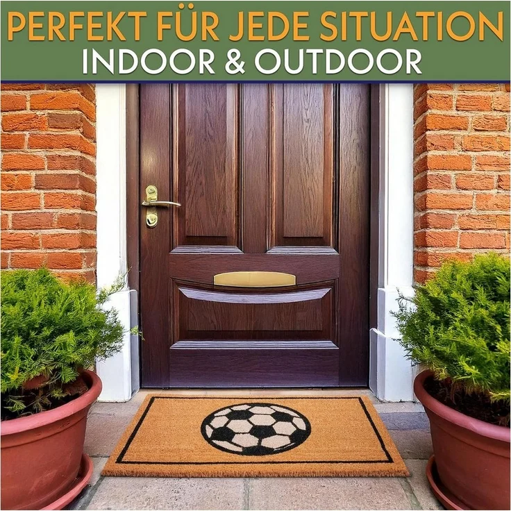 BRUBAKER Fußmatte 45 x 75 cm - Fußball - Schmutzfangmatte, Rechteckig, Höhe: 15 mm, Türmatte für Außen und Innen - Wetterfest und Rutschfest – Bild 3