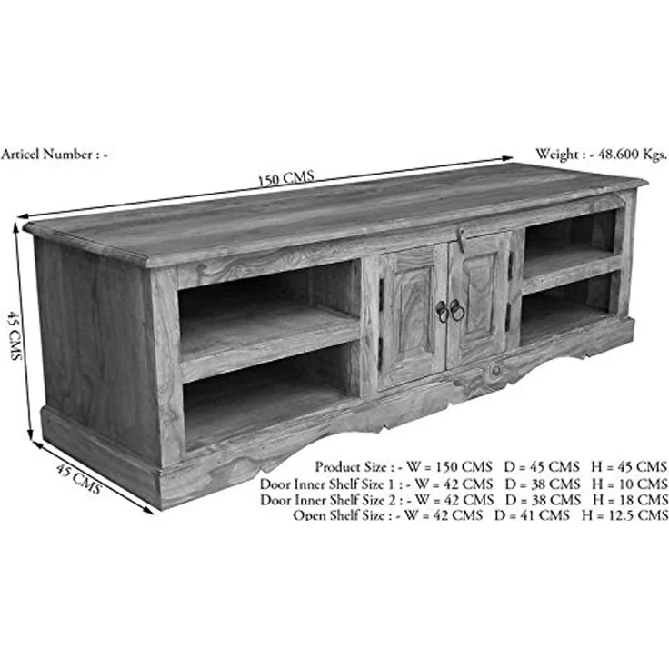 TV-Board Sheesham 150x45x45 grau geölt LEEDS #48 – Bild 7
