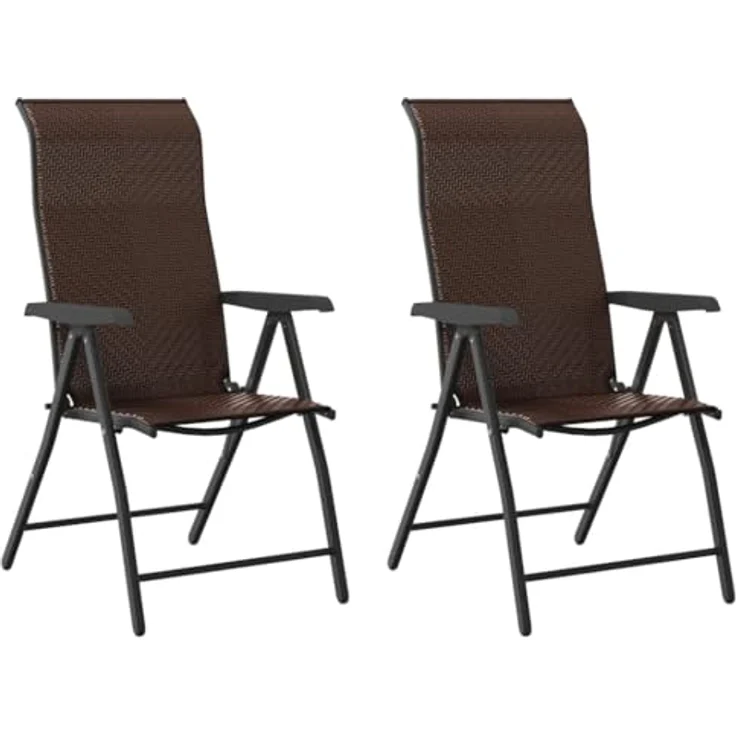 vidaXL Gartenstühle 2 Stk. Klappbar Braun Poly Rattan 4007138 – Bild 2