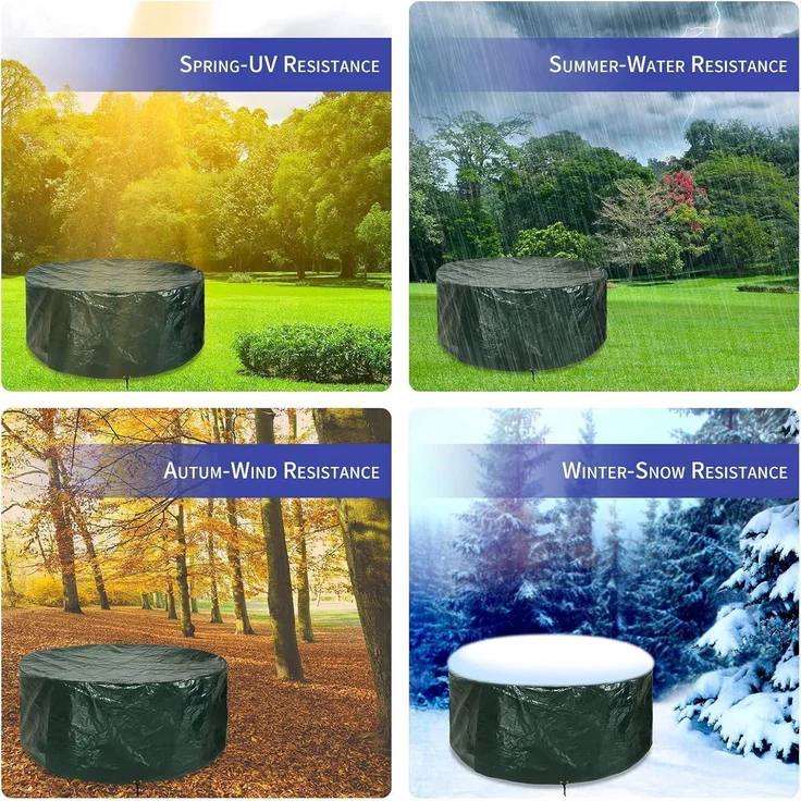 Gartentischabdeckung wasserdicht Polyethylen 250x90 rund 250x90cm Grün – Bild 5