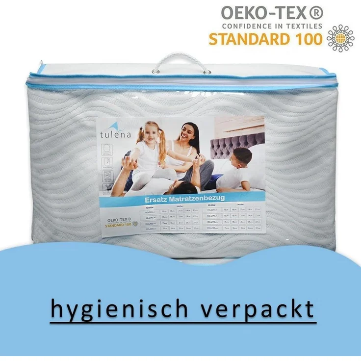Matratzenersatzbezug Viscose mit Reißverschluss - Ersatz Bezug, TULENA, Größe 80x200, 17-19cm Hoch, Viskose Anthrazit, Öko-Tex zertifiziert