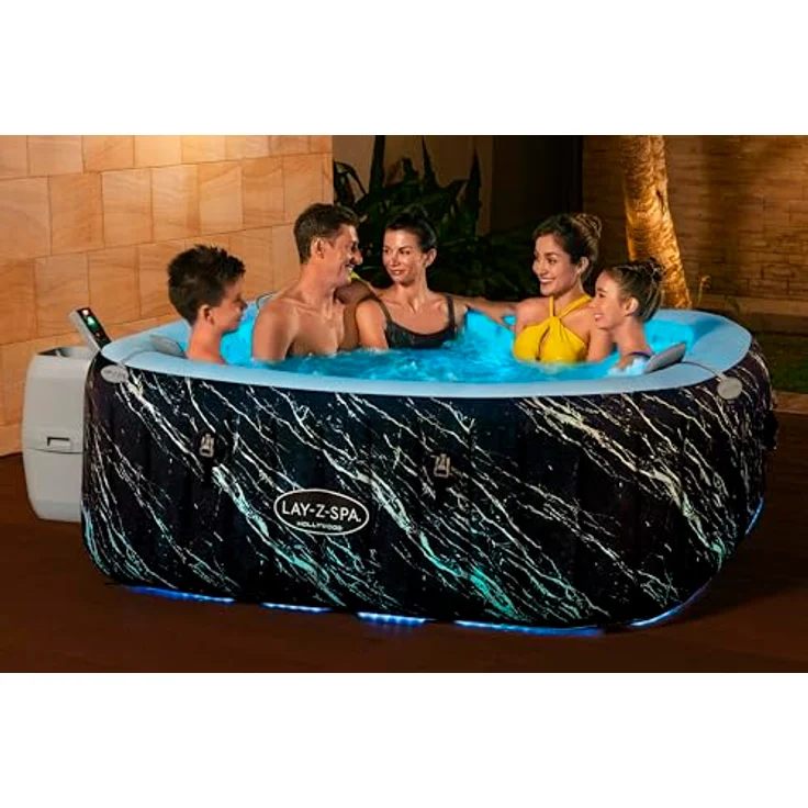 Bestway LAY-Z-SPA® Hollywood AirJet™ LED-Whirlpool für 6 Personen, 180 x 180 x 66 cm, Marmor-Optik (Marquinia), 778 l Wasserkapazität, automatisches Heizen bis 40 °C – Bild 2