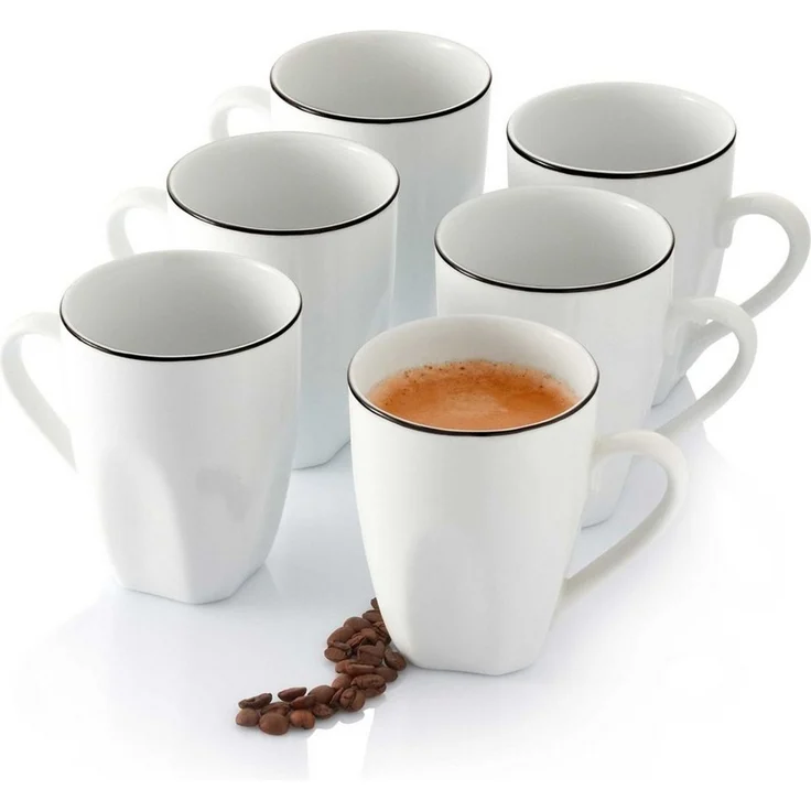 SÄNGER Porzellan Kaffeebecher Set Bilgola Black Rim 6 teilig – Bild 5