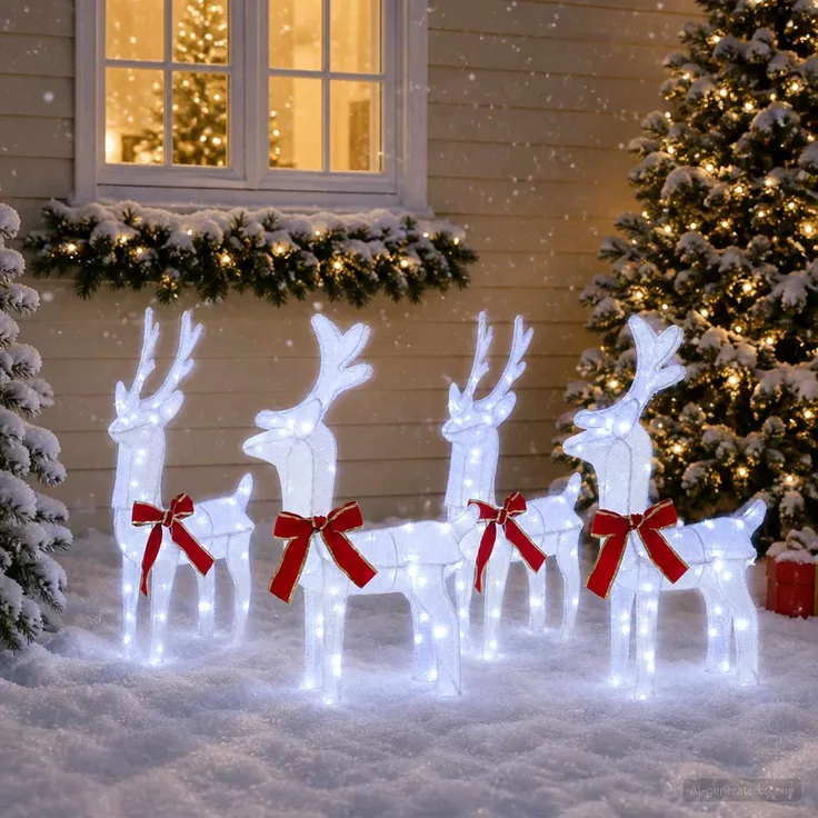 vidaXL Weihnachtsrentier 4 stk. 160 LEDs Kaltweiß 3469673