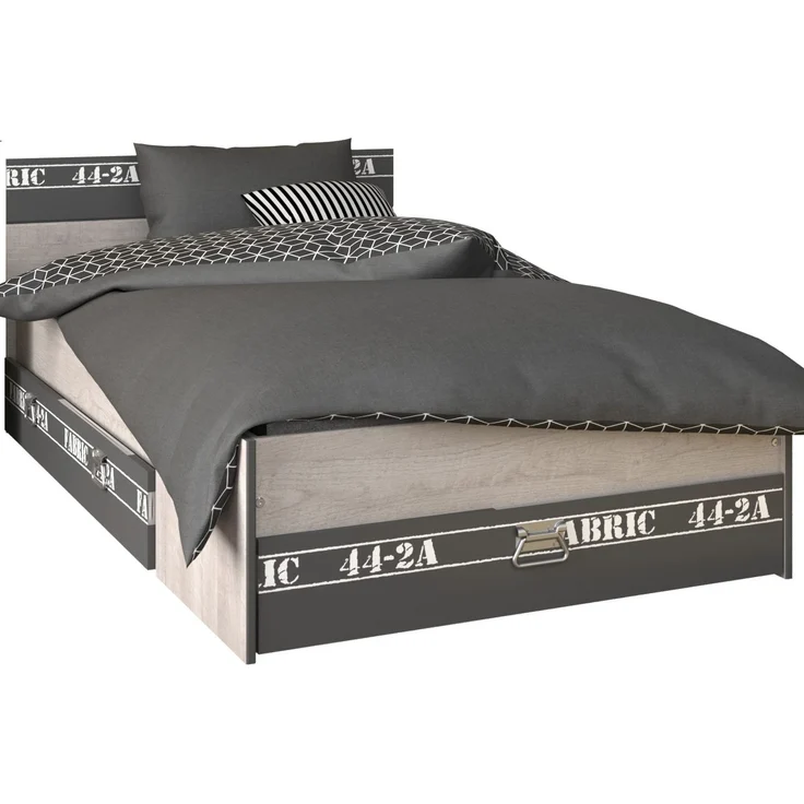Jugendzimmer-Set >Fabric 14< (3-teilig) Bett, Nachtkonsole, Kommode, in Esche Grau Dekor – Bild 6